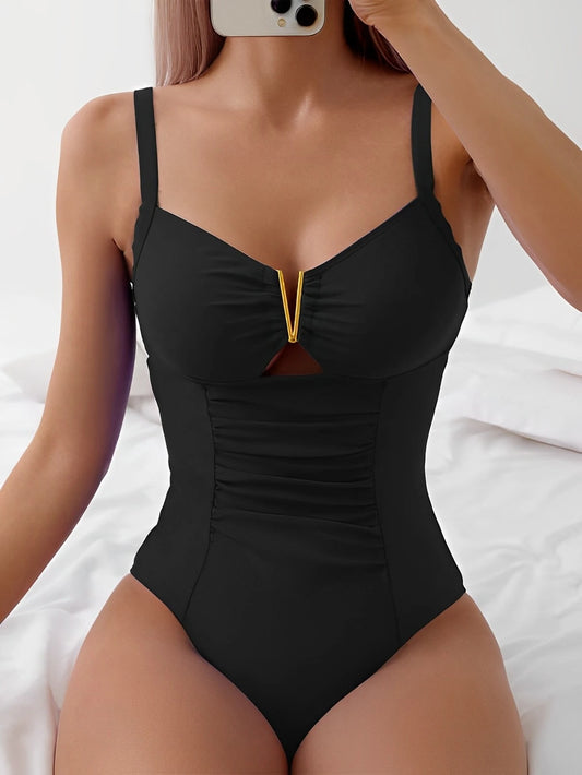 2024 Cut Out Ruched Front Swimsuit One Piece Swimwear